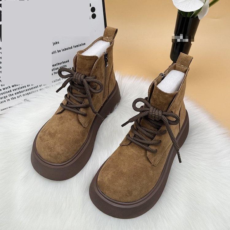 Suede Martin boots winter new small thick-soled heightening piled thickened snow cotton boots