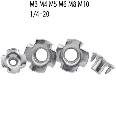 M3,M4,M5,M6,M8,M10 Four Pronged T Nuts Captive Blind Inserts for Wood Furniture