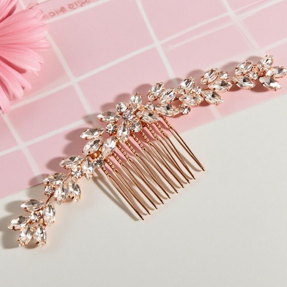 Geometric Toothed Insert Comb Silver Hair Clip Sweet Rhinestone Hairpin  Daily