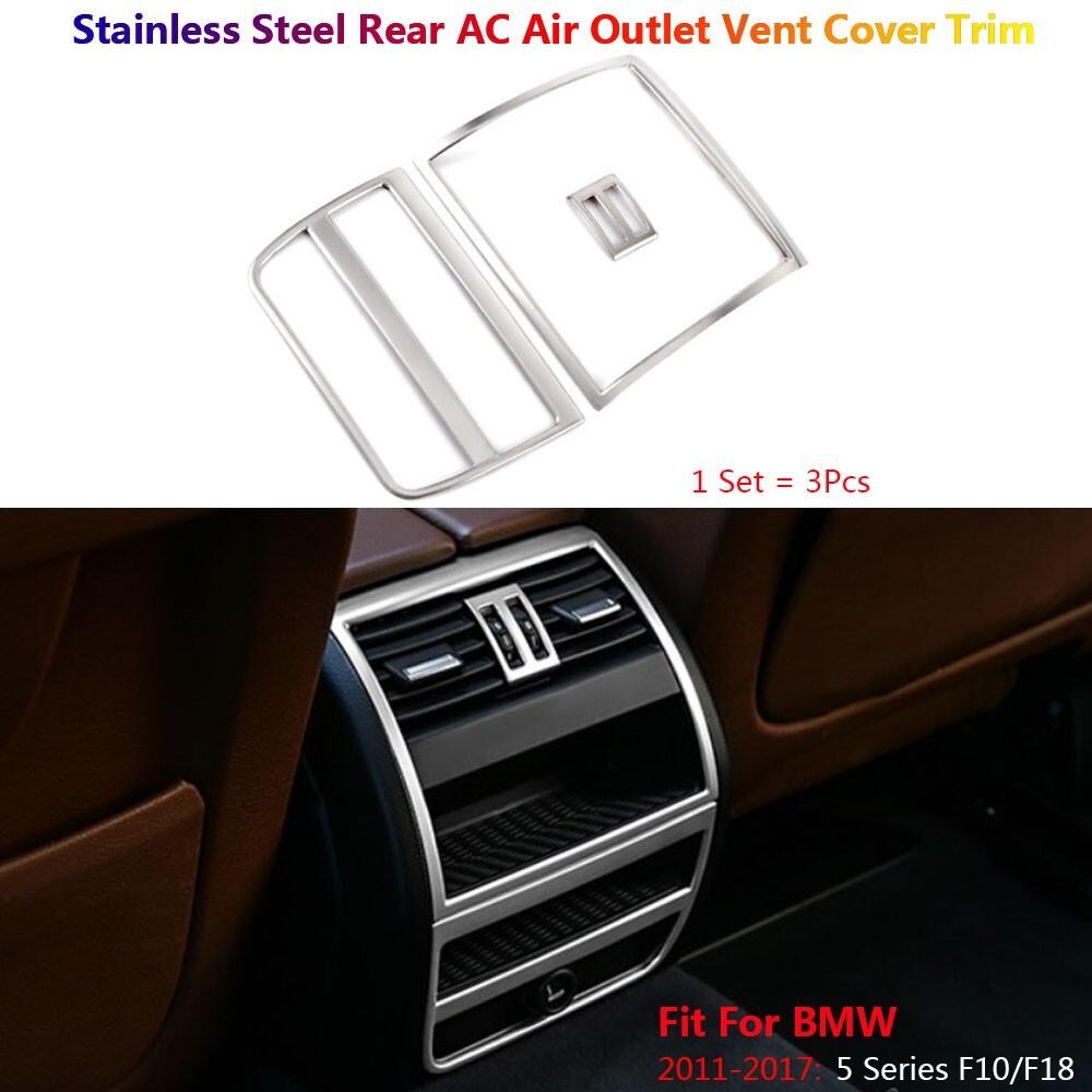 Stainless Steel For BMW 5 Series F10 Car Rear Seat Air Vent Outlet AC Cover Trim