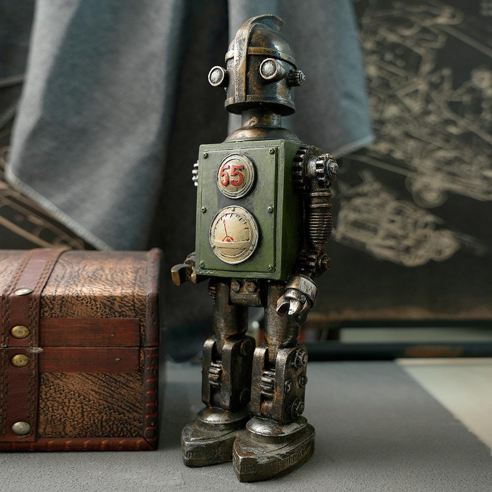 Mechanical Punk Bots Statue, Robot Sculpture, Retro Home Decor, Resin Crafts, Office, Desktop, Bookcase Ornament, Gothic Gear