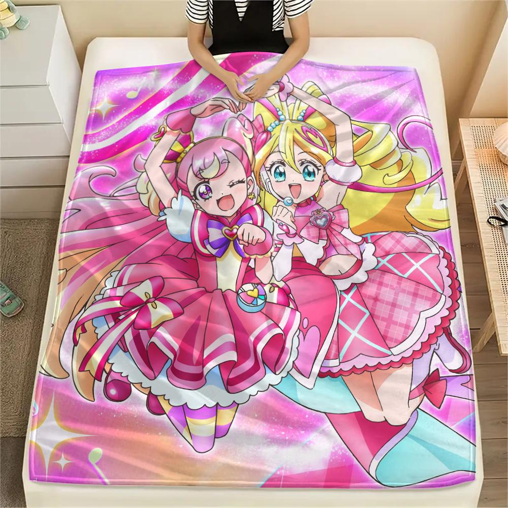 Pretty Cure Best Friends pattern Flannel Blanket, High quality Comfortable for All Seasons, Home Decor, Warmth and Comfort, Perfect for Gifts.