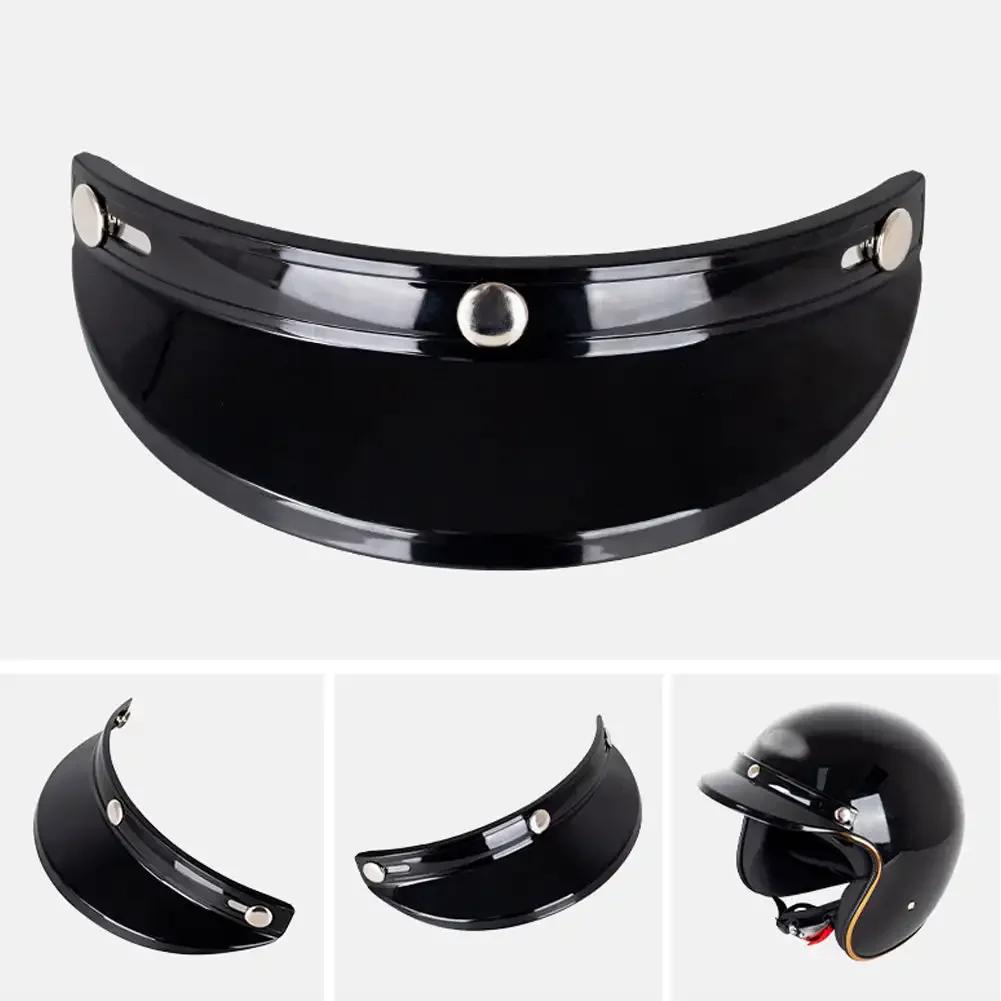 Retro Half Face Motorcycle Helmet 3 Snap-Button Visor Flip Up Wind Shield Vintage Motorbike Helmets Accessories For Men Women