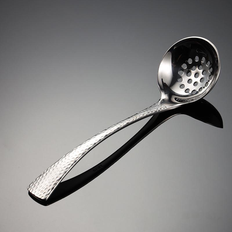 

ZISIZ Hammered Stainless Steel Soup & Slotted Spoon Set