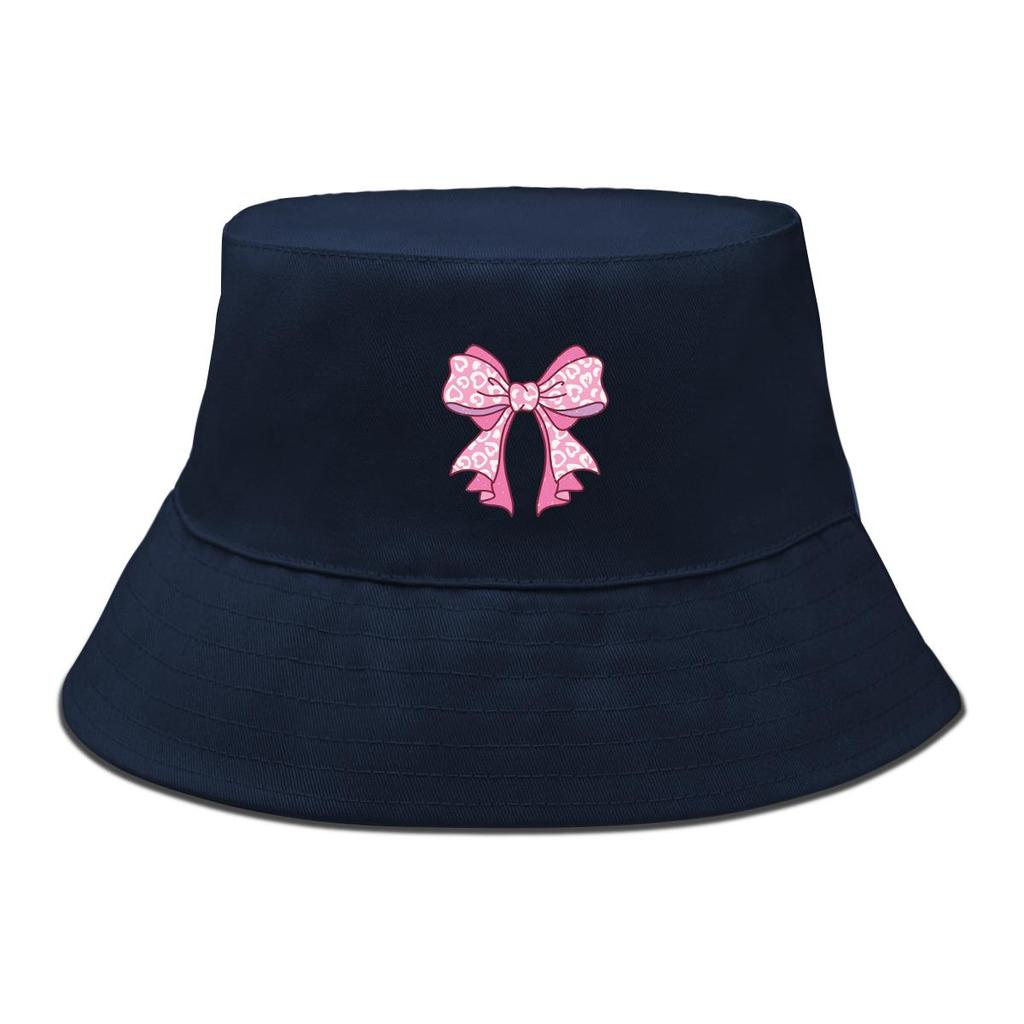Bucket Hat With Bowknot Pattern Print , Sun Cap Trendy Summer Candy Color Beach Hat