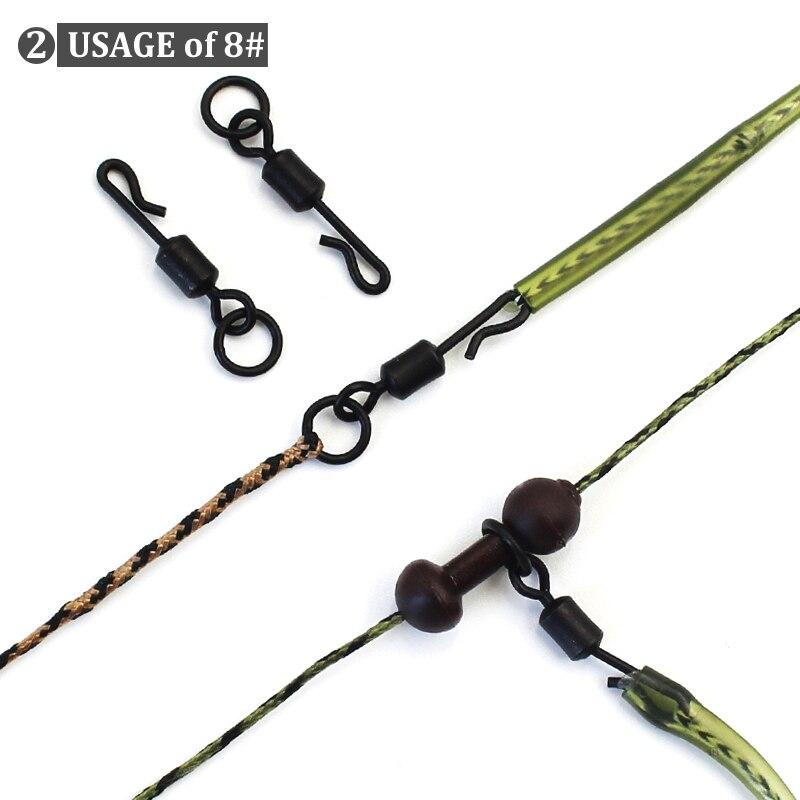 20 Stück Schnellwechsel-Flexi-Ringwirbel mit Ringhaken UK-Größe 8 und 11 Karpfenangelzubehör QC Kwik Wirbel Chod Ronnie Rig