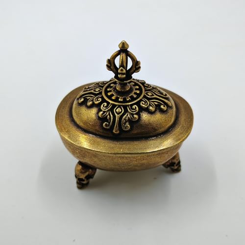Antiker Räucherkessel, Breite 3,4 cm x Höhe 5,5 cm, verwendet im esoterischen Buddhismus, Buddhistisches Ritualobjekt, fünfzackiger Vajra, Vorderes Objekt, Tempel