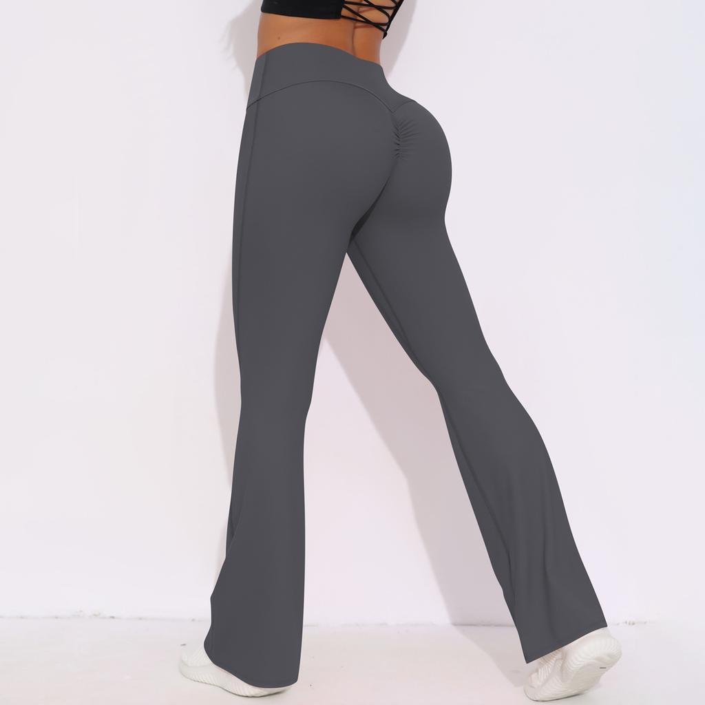 European and American Nude Wide-leg Tight Yoga Pants High Waist Hip Lift Quick-drying Micro-pull Pants Casual Sports Fitness Pants Flared Pants