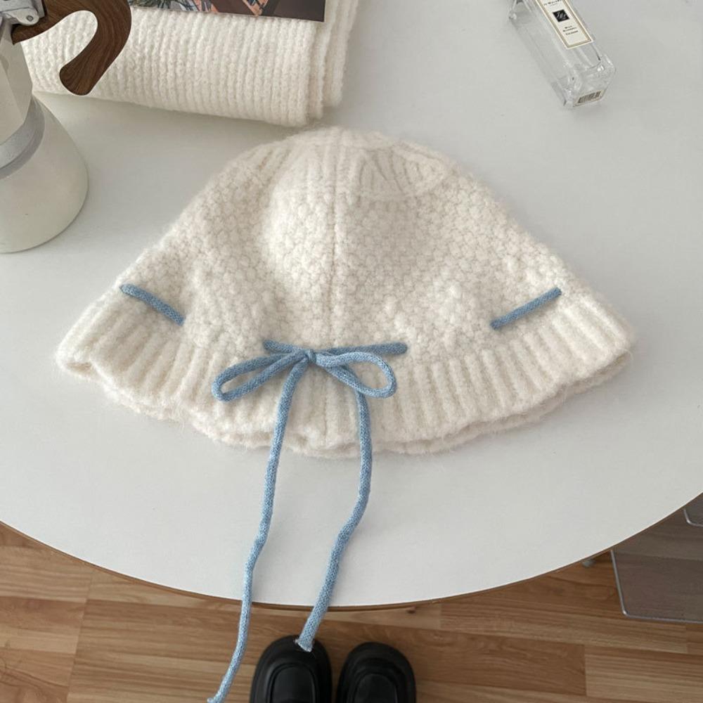 Warm Bow Drawstring Hat Korean Style Winter Gloves Cartoon Wool Bowknot Scarf  Ski
