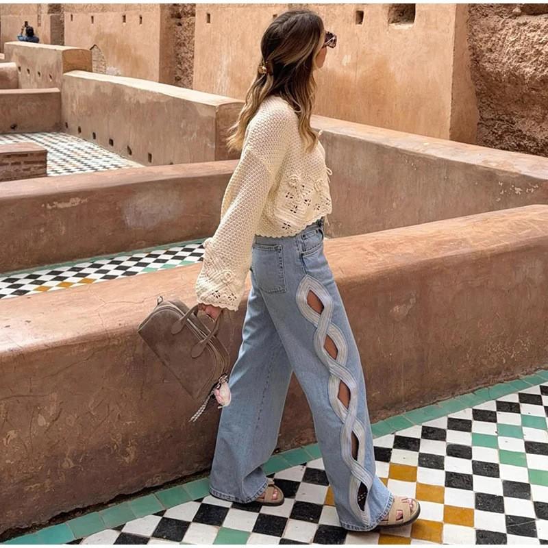 Womens High-Waisted Straight Cut Denim Jeans