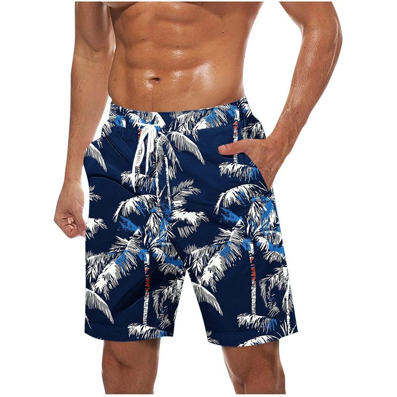 Fashion Colorful Palm Tree Pattern Beach Shorts For Men 3d Printing Swimming Trunks Summer Loose Holiday Party Board Shorts