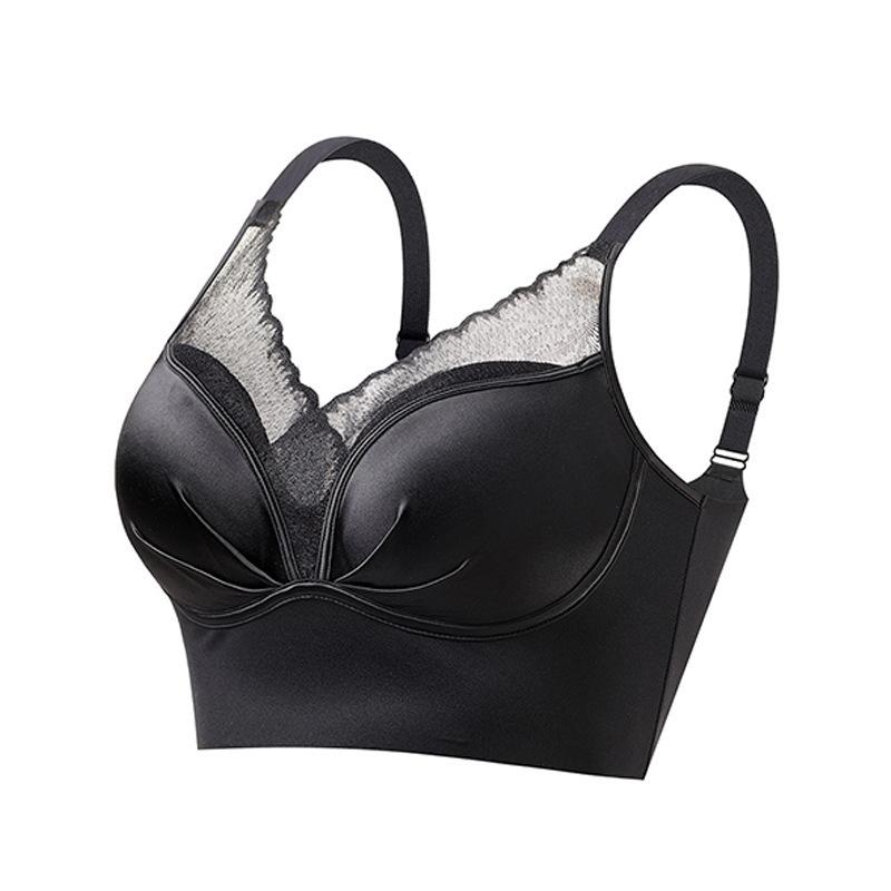 Sexy Pure Desire Smooth Lace Spliced Vest Bra, Small Bust Push Up Lifting Wireless Bralette M
