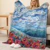 Van Gogh Series Thick Warm Flannel Throw Blanket - Soft Skin-friendly for Home Decor, Art Lovers, Halloween & Christmas Use