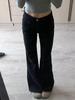 Women's Black Micro-Flare Low-Waist Stretch Jeans - Spring/Autumn 2025 Style, Non-Sticking, Wide-Leg.