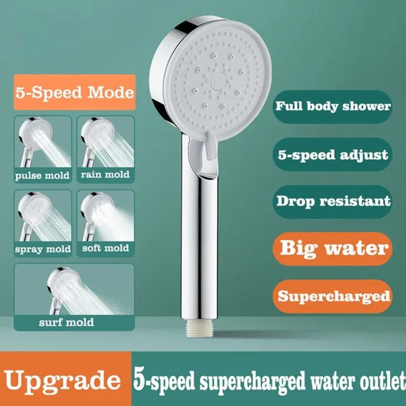 Five-speed Multi-function Large Water Spray Booster Shower Handheld Shower Head Matte Black Shower Head Set