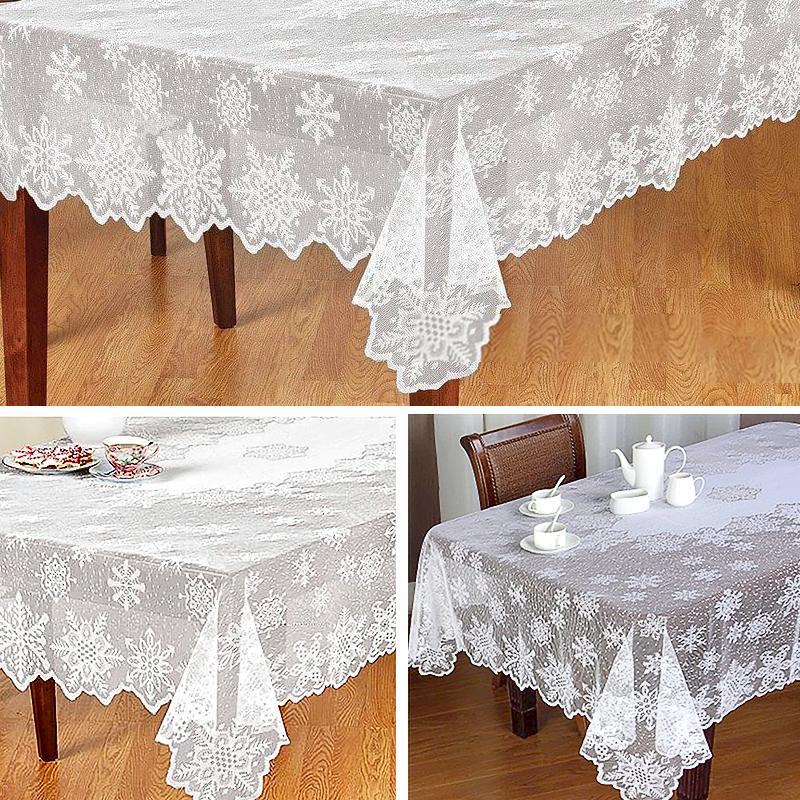 1 Stück Weihnachtsessen Party Vintage Tischdecke Tischdecke Polyester Heimdeko Schneeflockenspitze Weihnachten