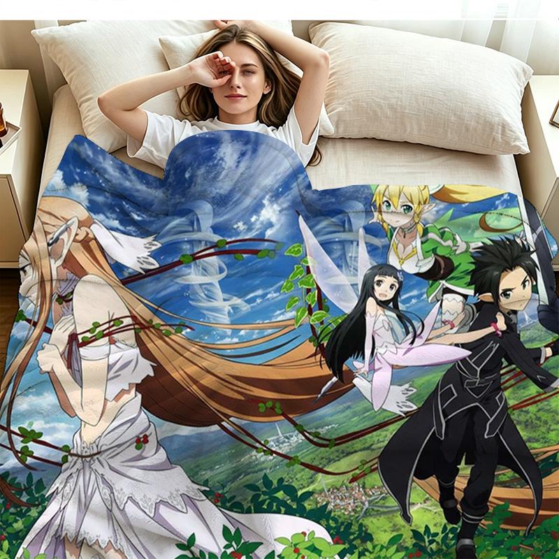 Sword Art Online Print Flannel Blanket High Quality Warm Comfortable Cover for All Seasons Perfect for Gifts Home Decor