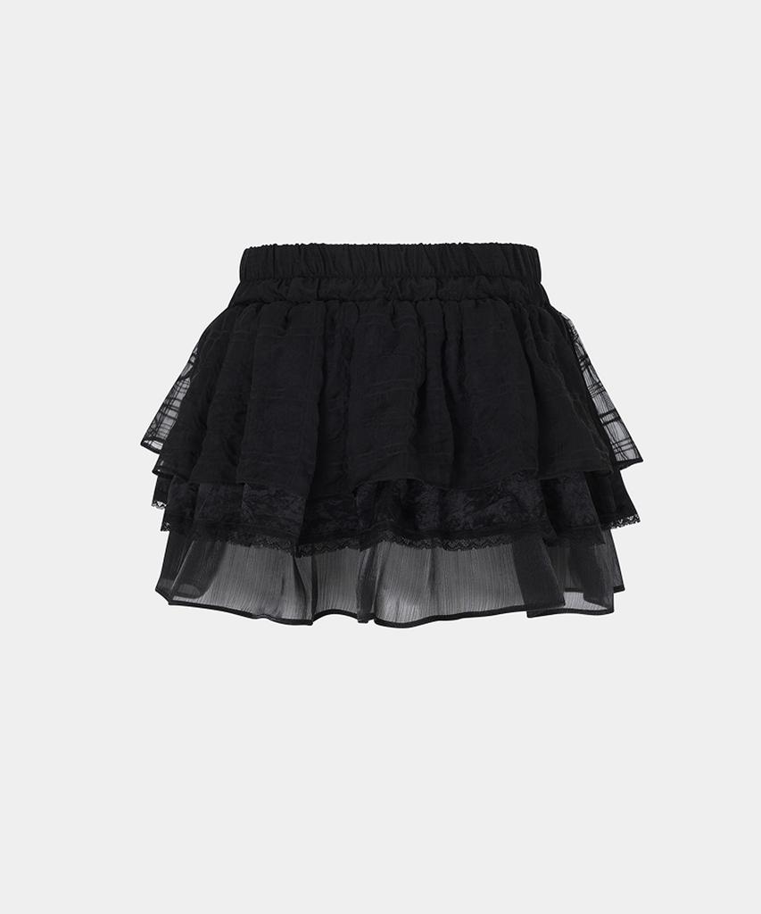 Lupeon Frill Cancan Skirt [Black]