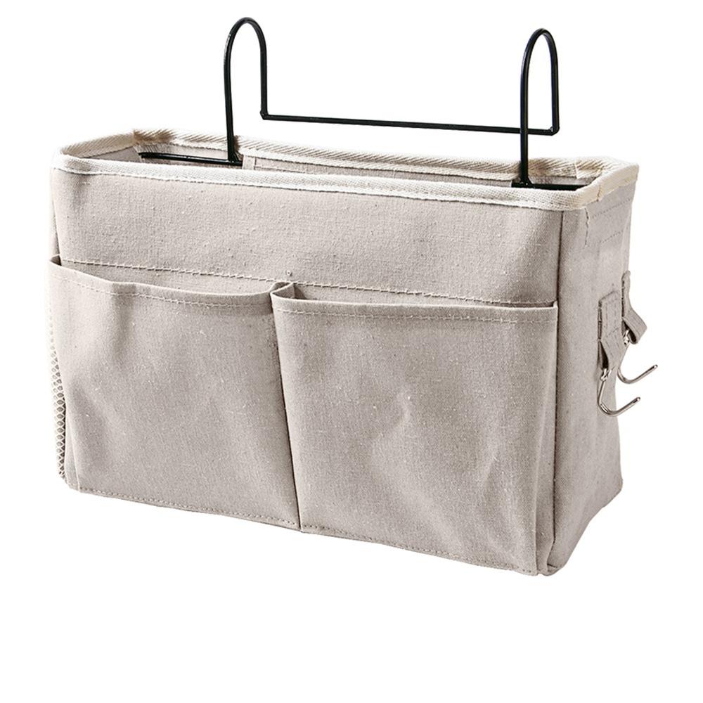 

Canvas Nightstand Hanging Bag Wall Mount Multi Function Organizer Basket White Space Saving Hanging Storage Bag Bed Rails