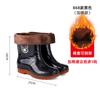 Water shoes medium tube rainproof black labor insurance velvet rain shoes men's water boots PVC rubber