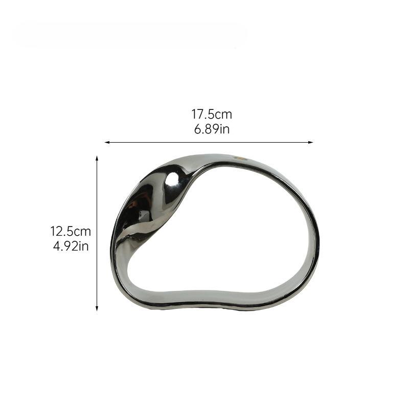 Creative Ceramic Silver Vase Geometric Ornaments Circular Hollowed-out Flower Arrangement Three-dimensional Ribbon Lines