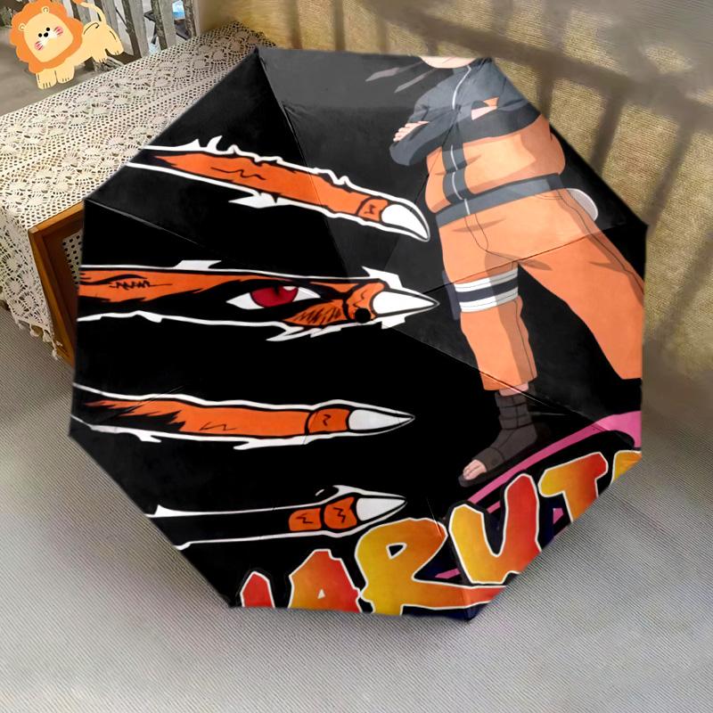 1 PC Automatic Folding Umbrella - Naruto Fire Sage Mode Pattern Portable Foldable Design With 8 Ribs Christmas Birthday Gifts