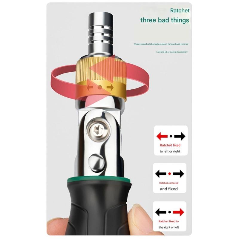 Professional Ratcheting Screwdriver Kit 10 Interchangeable Heads Carbon Steel Construction Ergonomic Grip Design