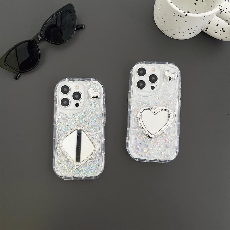 Sparkling Glitter Phone Case for IPhone 17 Promax Love Mirror for Apple 14 Silicone All Inclusive Anti Fall 16