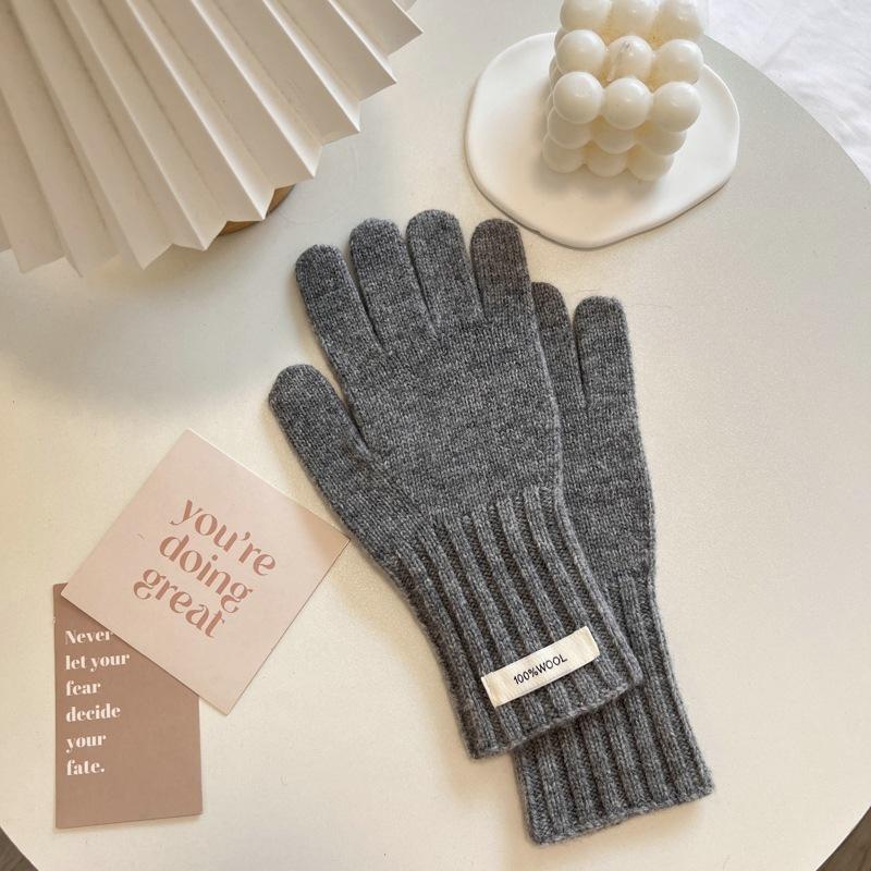 Australische Wollstrickhandschuhe für Damen mit freien Fingern und Touchscreen für Kälteschutz und Wärme beim Radfahren