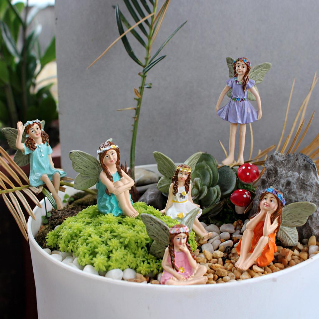 Ensemble de Figurines de Fées en Résine pour Jardin Avec Sculpture et Polissage Pour Décoration Intérieure Cadeau
