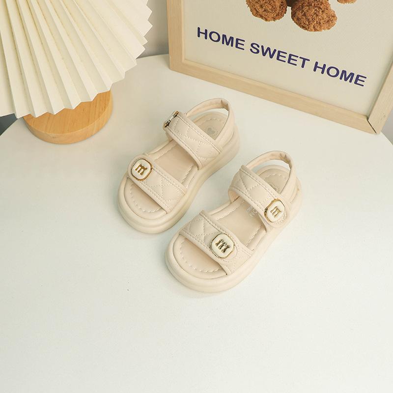 Baby girl fashion Velcro sandals summer new girls open-toed beach shoes non-slip soft sole medium and older children