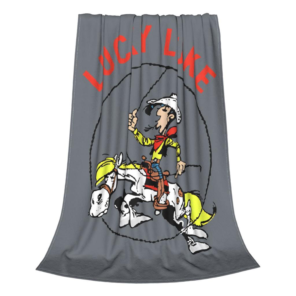 Fun Lucky Luke Horse Jolly Jumper Blanket Multi-size Super Soft Cozy Cowboy Cartoon Throw Blankets for Couch