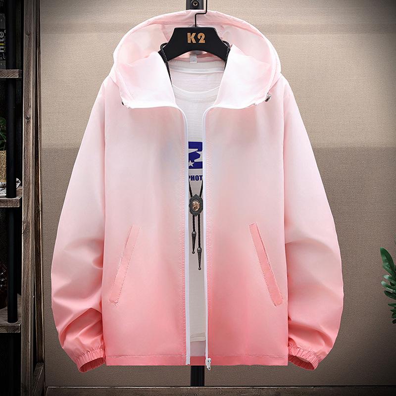 Men's Gradient Print Hooded Sun Protection Jacket - Trendy Summer Long Sleeve Outerwear