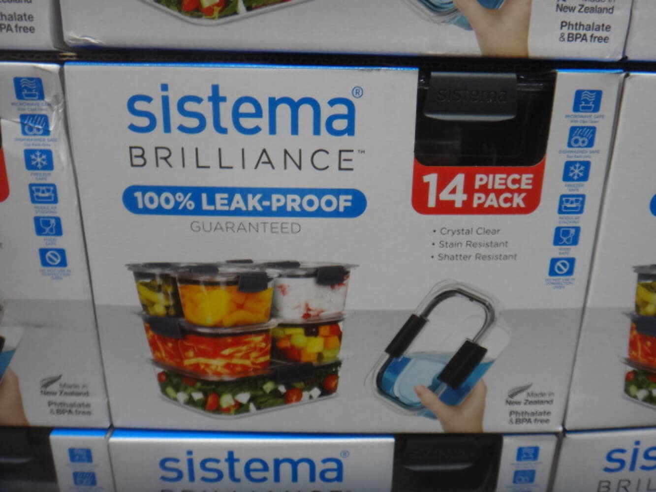 

Sistema Brilliance Leakproof Food Storage Containers Lunch Boxes 14pcs