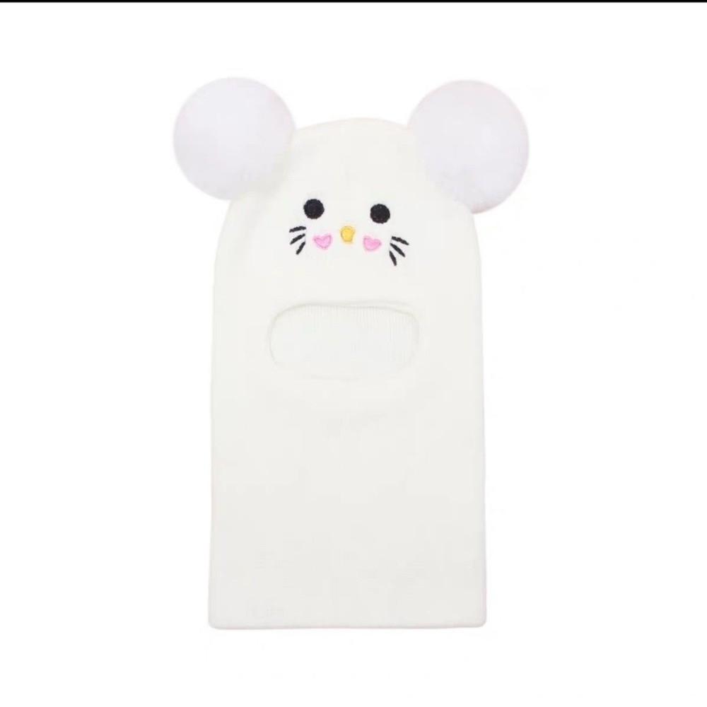Double Pompom Knit Balaclava Hat Windproof Full Face Neck Cover Ear Protection Caps Autumn Winter