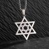 David Shield Hexagon Pendant Necklace Mens Fashion Stainless Steel Cuban Chain Necklace Religious Jewelry