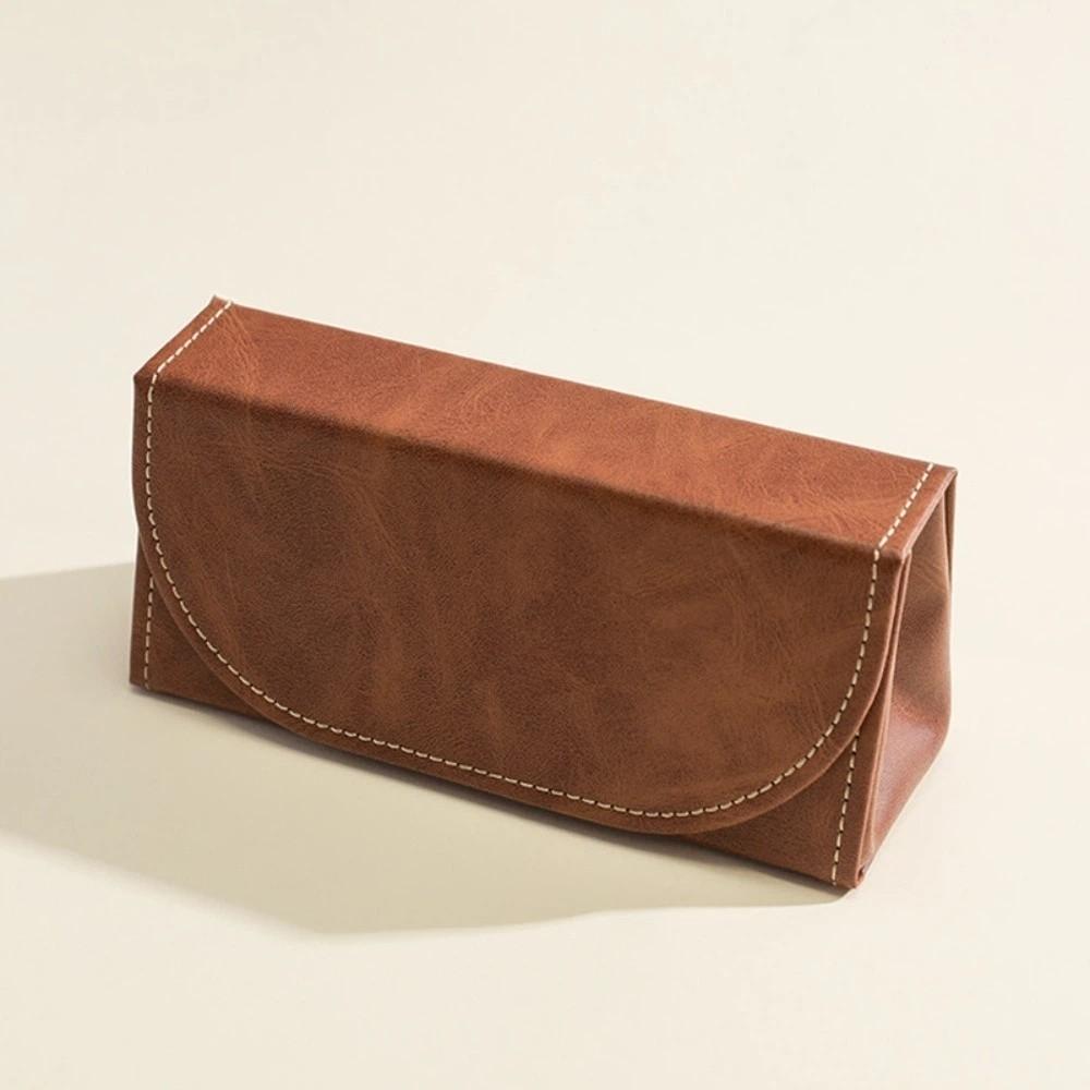 

Portable Retro Style Glasses Case Pearl Velvet Inner PU Leather Eyeglasses Case Light Luxury Eyeglasses Holder Women коричневий