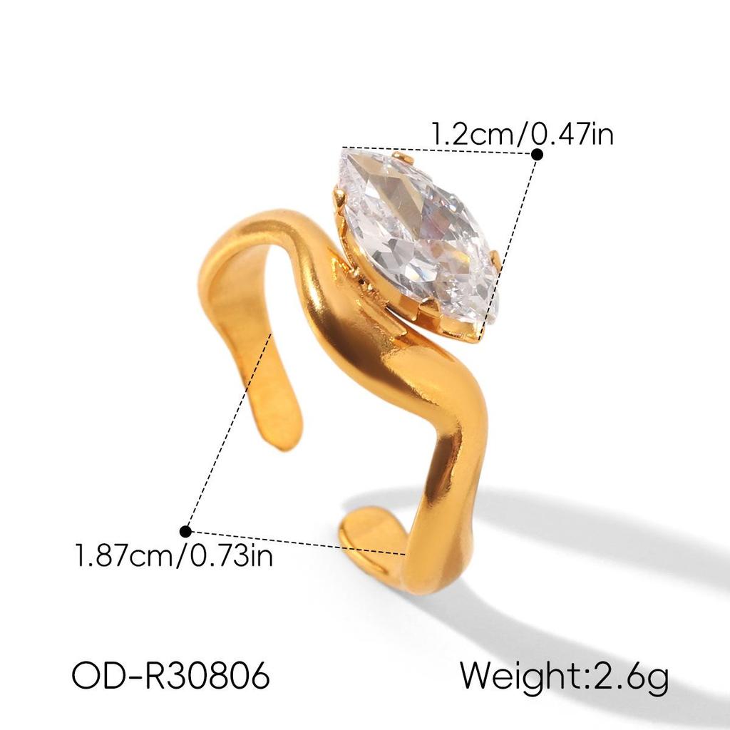 Colorfast European & American Baroque Zirconium Stainless Steel Women's Open Geometric Titanium Ring