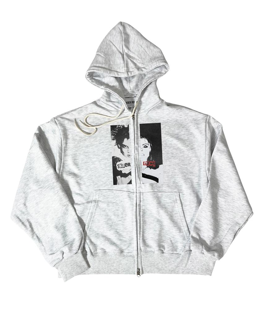 Sk8Er Rock Boy Or Girl Sweat Hood Zip-Up ((White Melange))