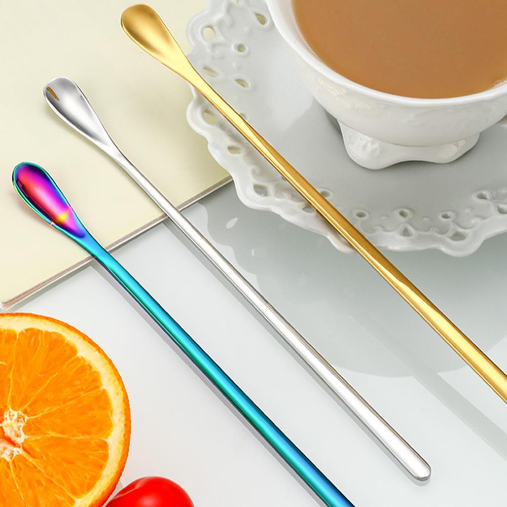 4Pcs 304 Stainless Steel 7.68inch Stirring Spoon Juice Ice Cream Scoop Coffee Tea Spoon Bar Tableware Kitchen Tool Seasoning Mixing Dessert