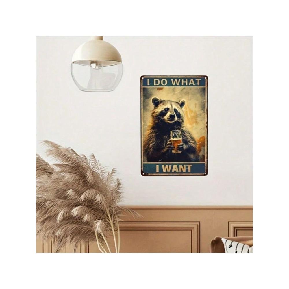 Raccoon Metal Tin Sign 20x30cm Bar Home Decor Wall Art