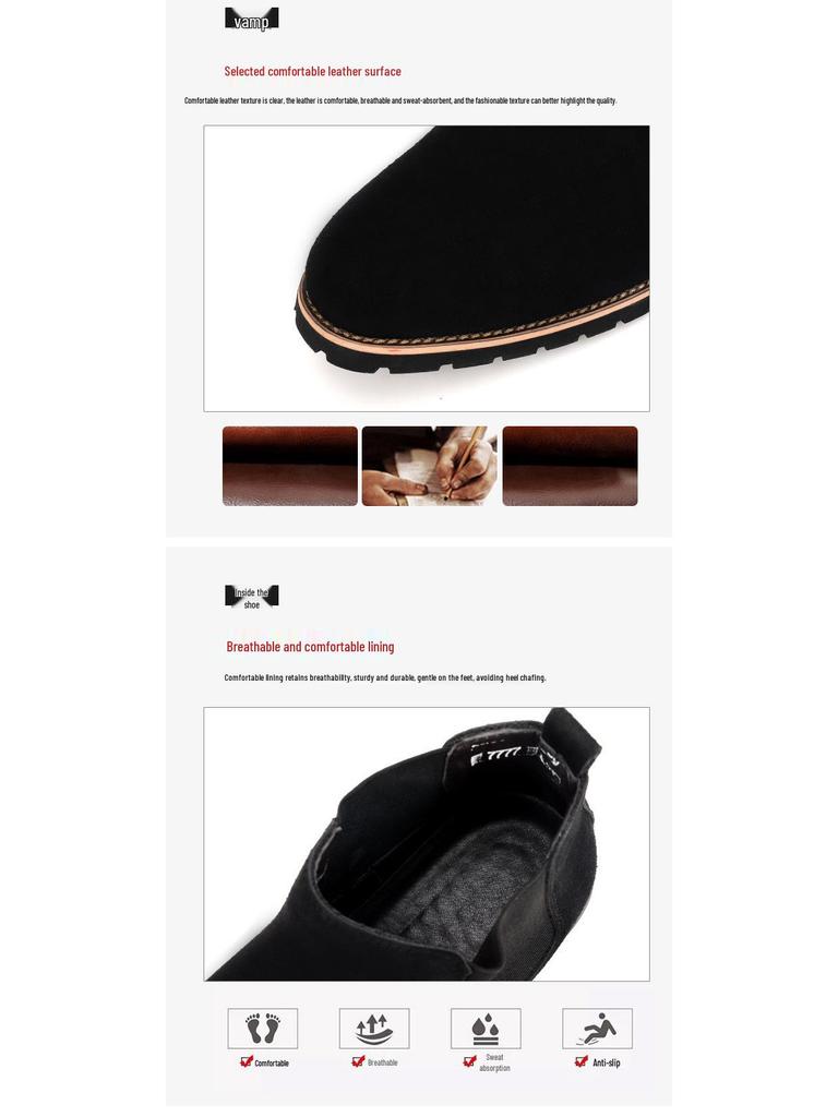 Men's High-Top Suede Leather Chelsea Boots - Autumn/Winter Slip-On Ankle Boots, Plus Size, Formal/Casual Use