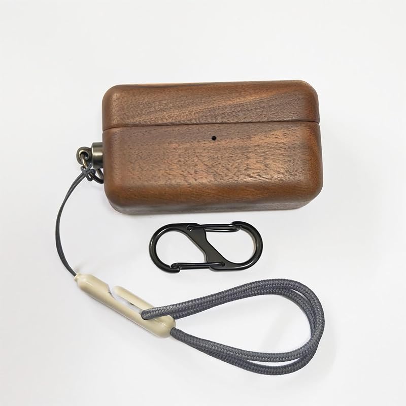 DAYJOY Ручная работа Натуральное Дерево Настоящая Древесина Защитный Чехол с Карабином и Шнурком Совместим с Наушниками Panasonic Technics EAH-AZ80 EAH-AZ80