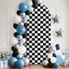 6.56ft Birthday Party Decorations Black & White Arch Cover Spandex Fitted Car Racing Arch Backdrop Covers for Kid Boys Party