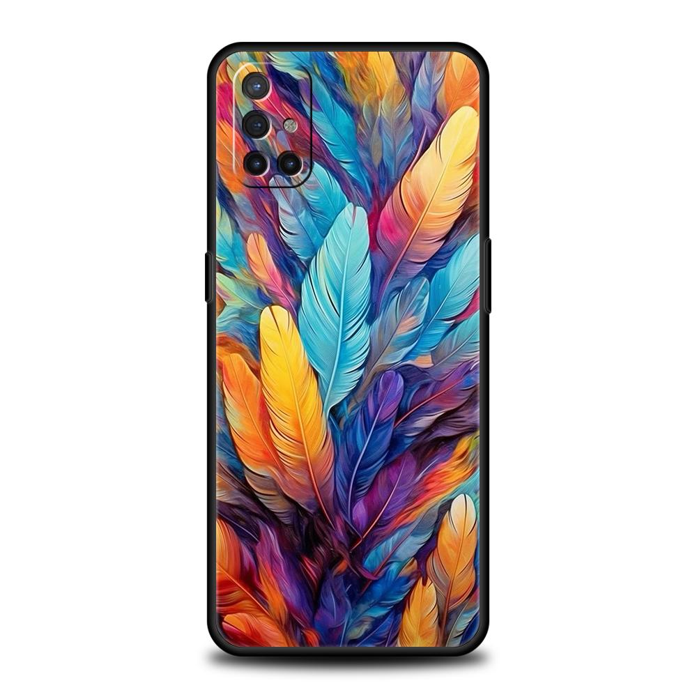 

Чехол для телефона для Oneplus 12R/10T/12/11/10R/Nord/N100/N10/10/7/8/9/7T/8T/9R/9RT/Pro Мягкий ТПУ Чехол-оболочка Градиентный узор с перьями OnePlus 12R