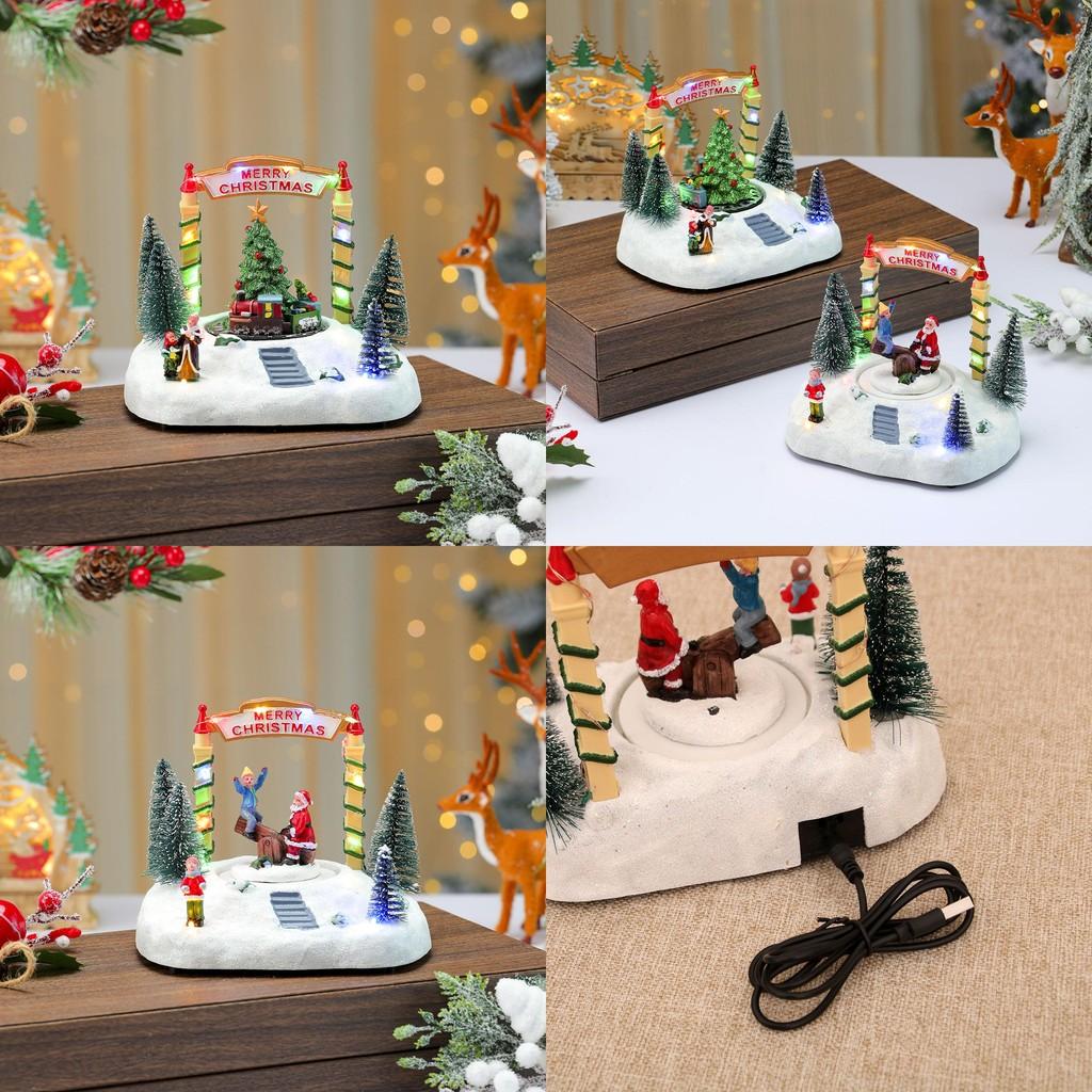 Harz-Drehwippen-Spieluhr Schneeszene Mit Weihnachtsdekoration Für Feiertagsgeschenke Und Schmuckpräsentation