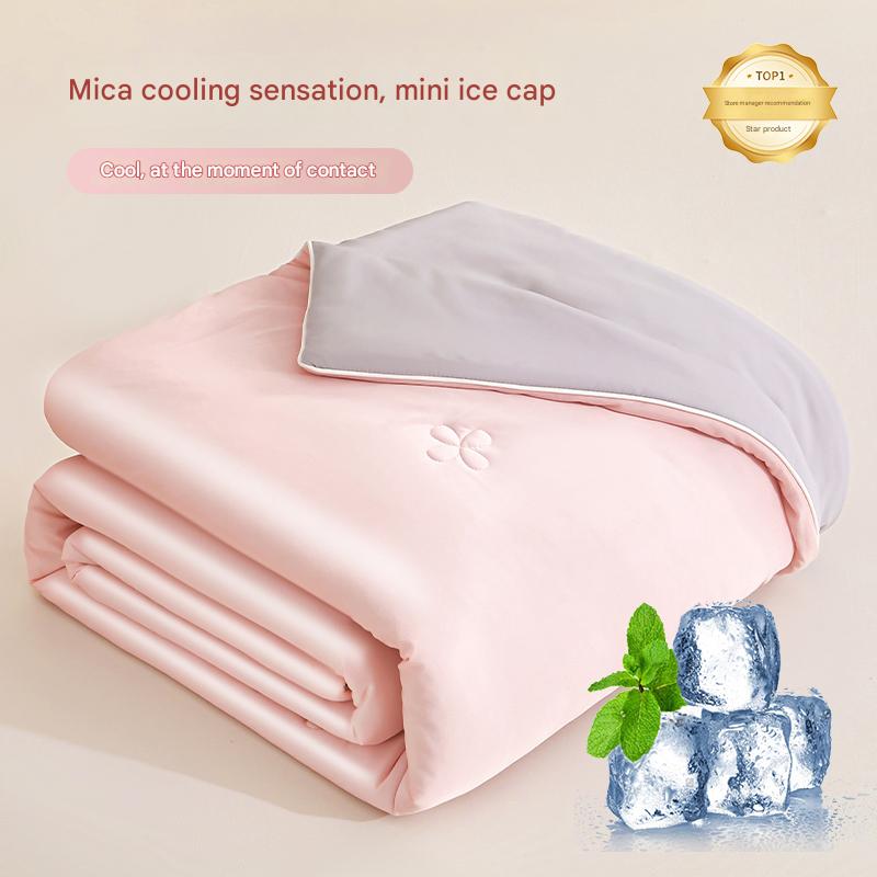 Super Soft Cooling Quilt Summer Cool Quilt Skin Friendly Quilt Air Condition Comforter Solid Ice Silk Cool Blanket Thin Quilt for Bed