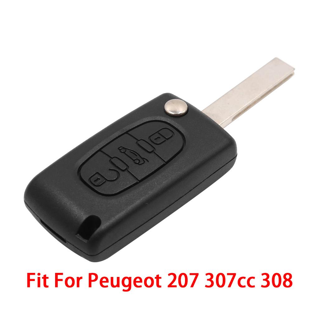 X Autohaux Auto 2 Buttons Uncut Insert Key Fob Case Remote Control Shell Car Accessories for Peugeot 106 107 206 207 306 307