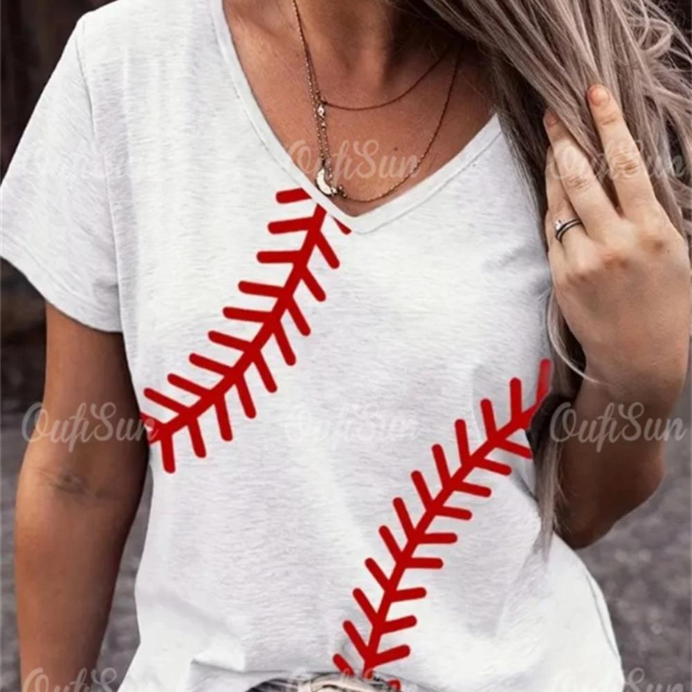 Tricou Nou pentru Femei Simplu cu Imprimeu Grafic Mărimi Mari Top de Vară Îmbrăcăminte Femei Oversize Designer Cămașă cu Mânecă Scurtă Femei Decolteu în V