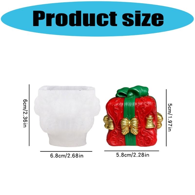 Christmas Gift Box Shape Silicone Candle Mould Baking Mold For Epoxy Resin Candle Soap Chocolate Holiday Decoration